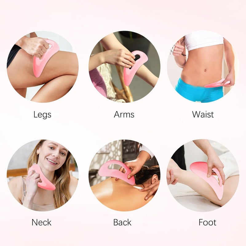 AICNLY Large Gua Sha Massage Tool, Lymphatic Drainage Massager, Muscle Scraping Massage Tools, Body Sculpting Anti Cellulite Tools for Man and Women (Pink) - Image 4